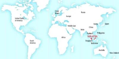 Svijet mapa pokazuje maleziji
