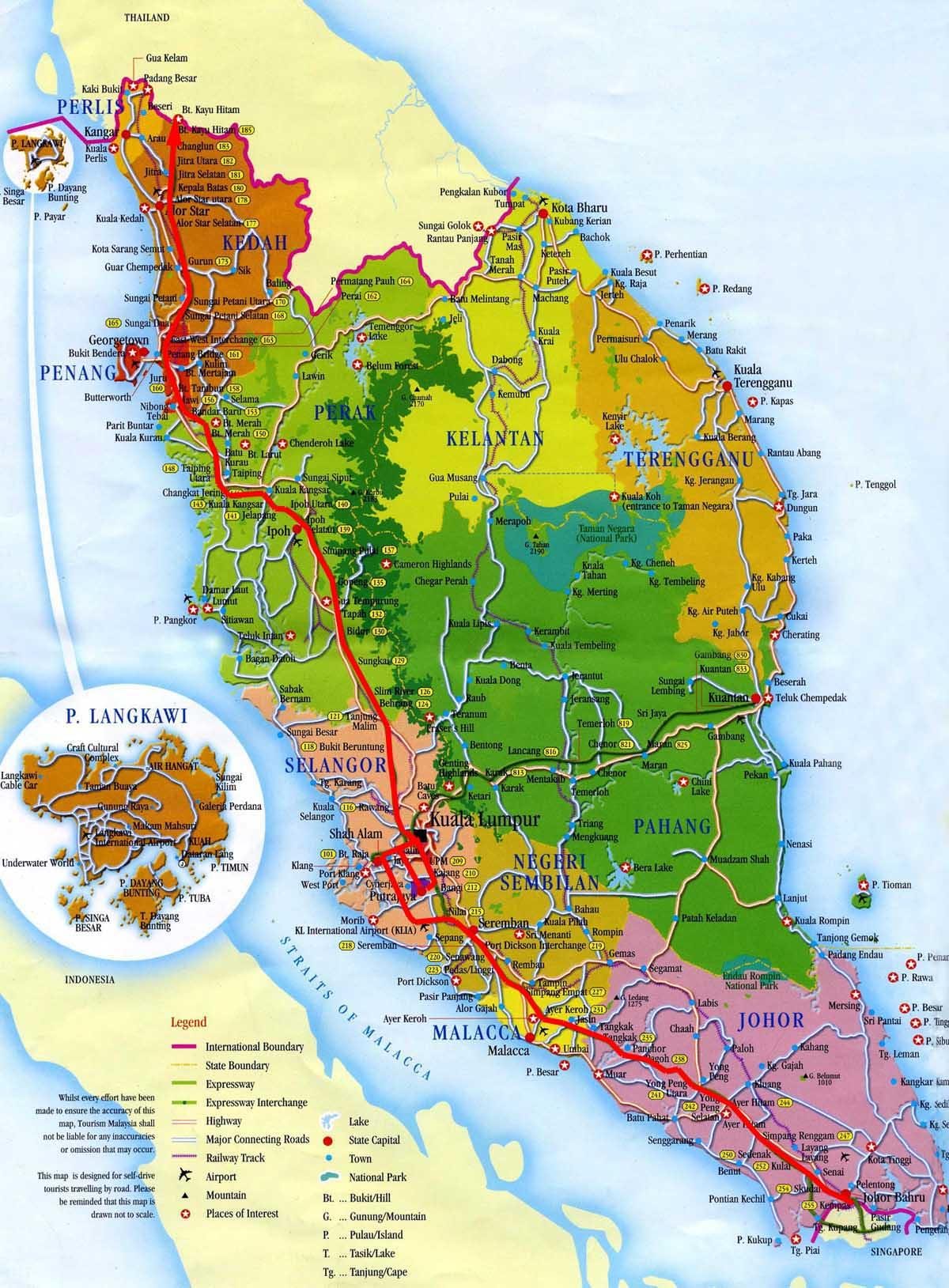 mapa na jug maleziji