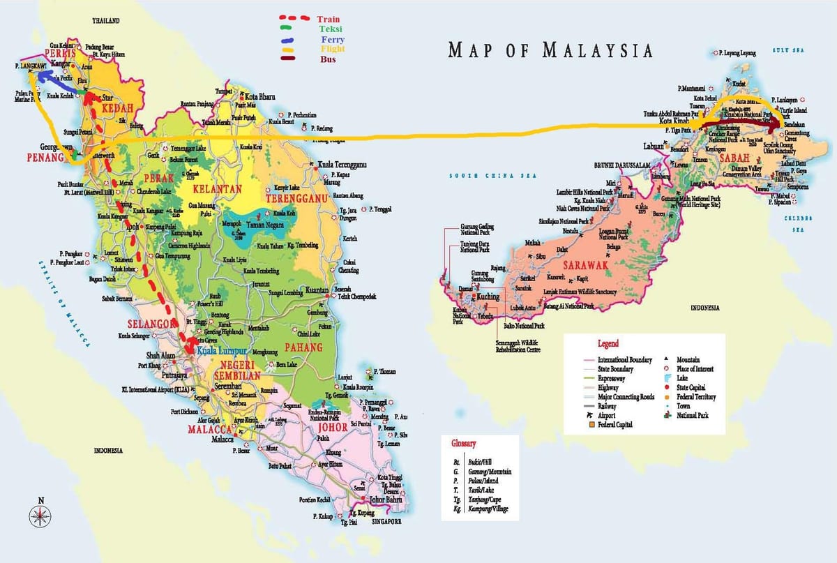mapa je iz malezije bus