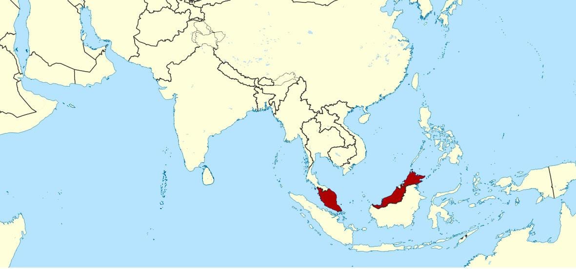 mapa pokazuje maleziji