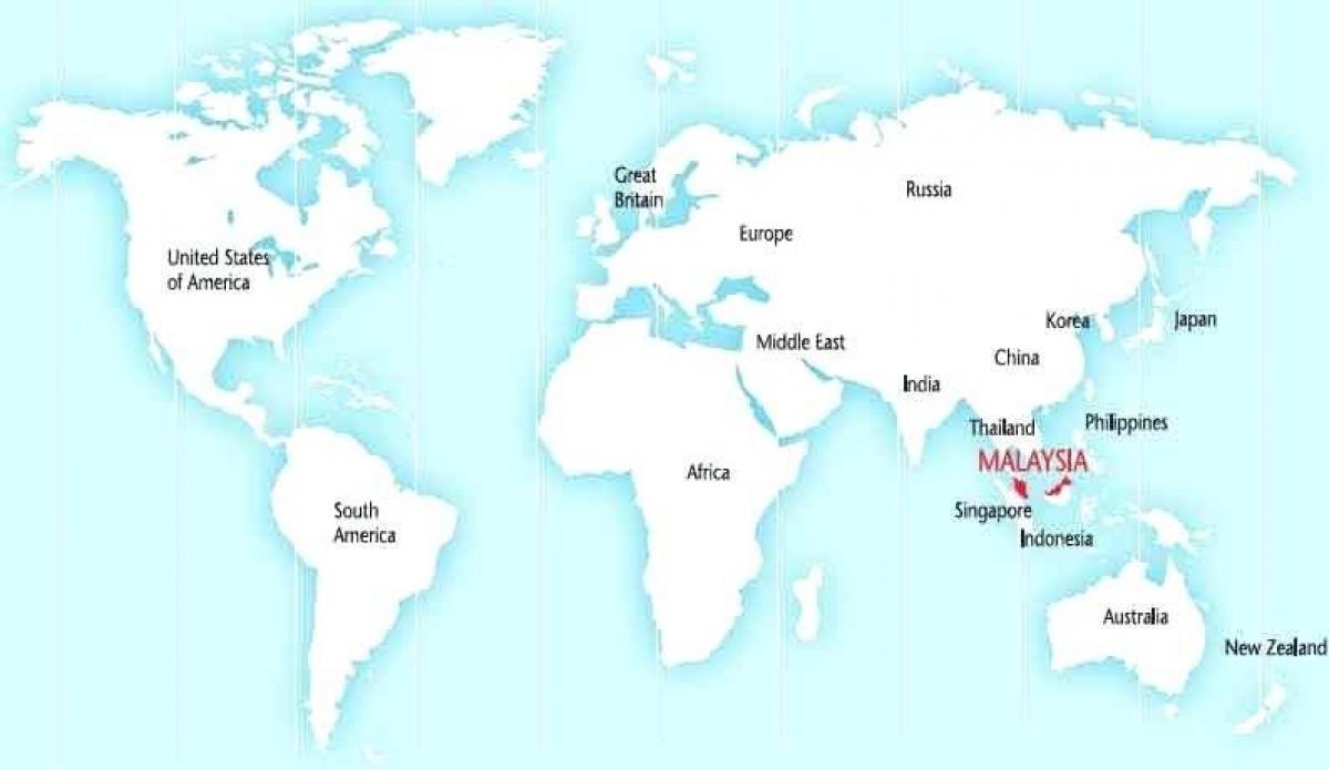 svijet mapa pokazuje maleziji
