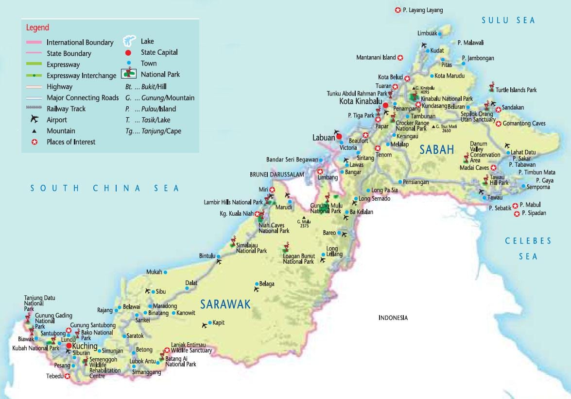 mapa je iz malezije nacionalnih parkova