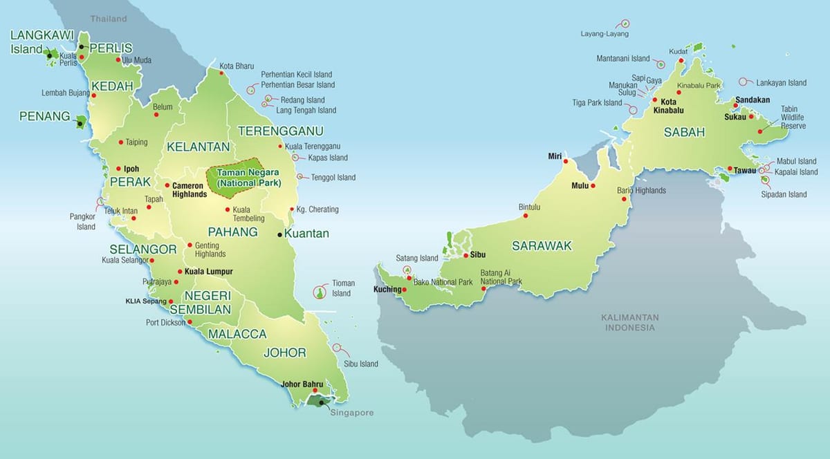 mapa je iz malezije planinama