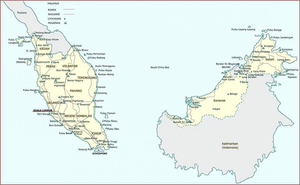 detaljne mapu malezije