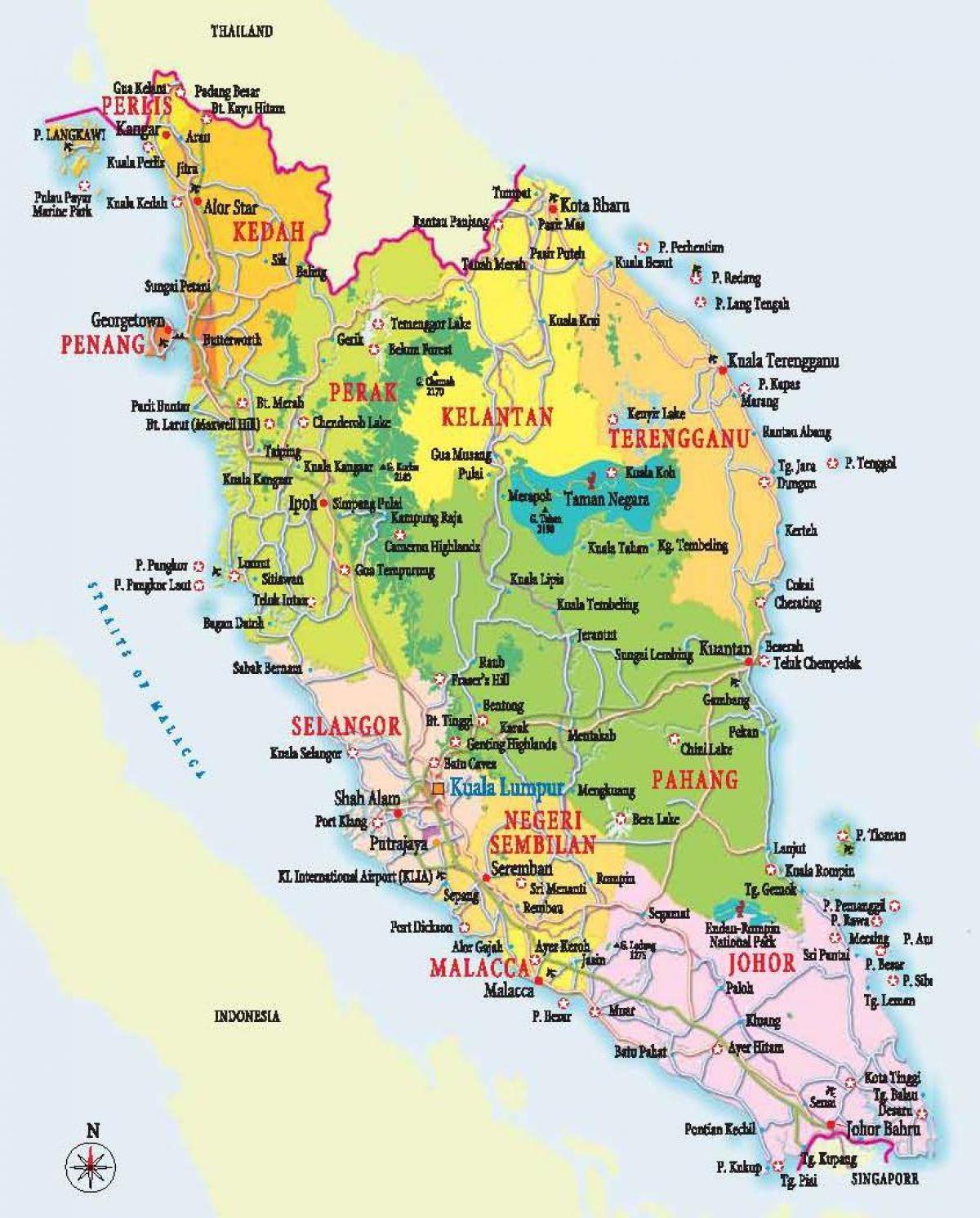 mapa na zapad maleziji