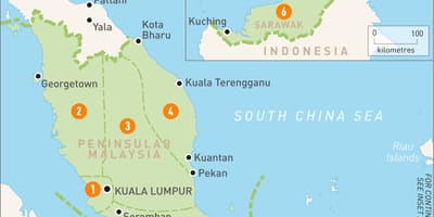 Maleziji regionima mapu